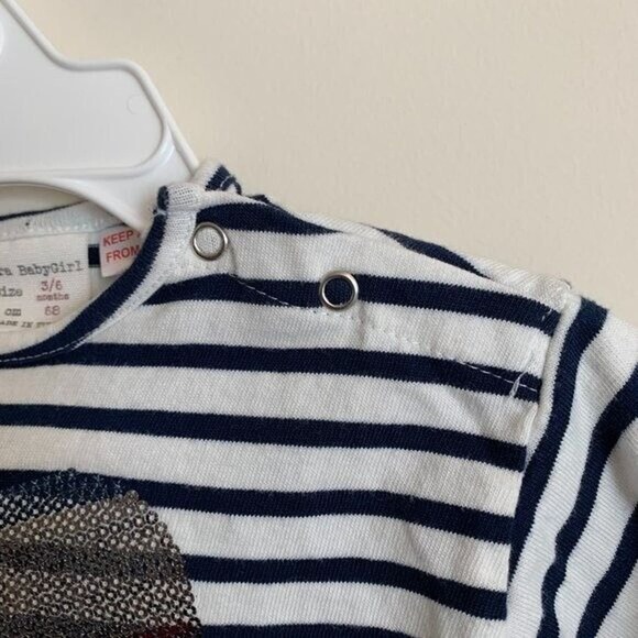 Zara Girls 3-6 Months Long Sleeve Shirt Rainbow Heart Sequin Striped Sparkle - Picture 5 of 5